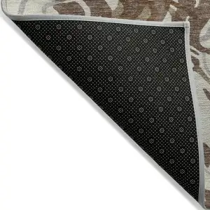 Photo of Brown Beige And Gray Abstract Washable Indoor Outdoor Area Rug