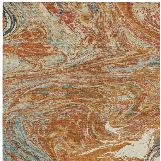Brown Beige And Gray Abstract Washable Indoor Outdoor Area Rug Photo 6