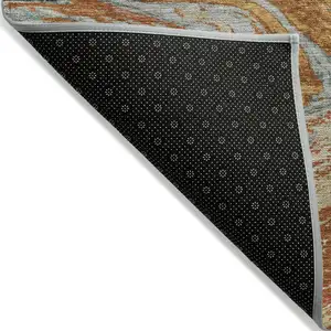 Photo of Brown Beige And Gray Abstract Washable Indoor Outdoor Area Rug