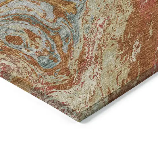 Brown Beige And Gray Abstract Washable Indoor Outdoor Area Rug Photo 4