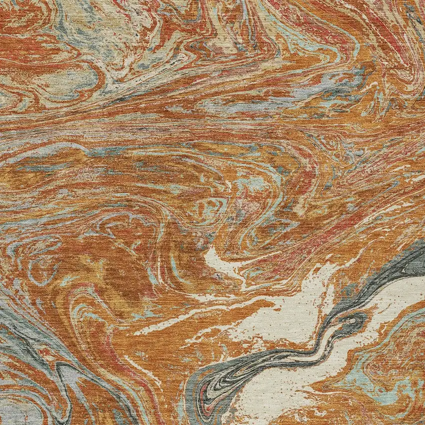 Brown Beige And Gray Abstract Washable Indoor Outdoor Area Rug Photo 6