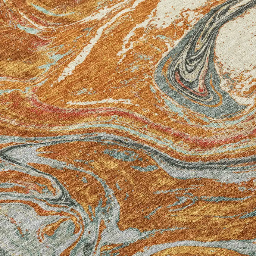 Brown Beige And Gray Abstract Washable Indoor Outdoor Area Rug Photo 5