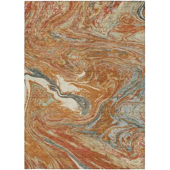 Brown Beige And Gray Abstract Washable Indoor Outdoor Area Rug Photo 7