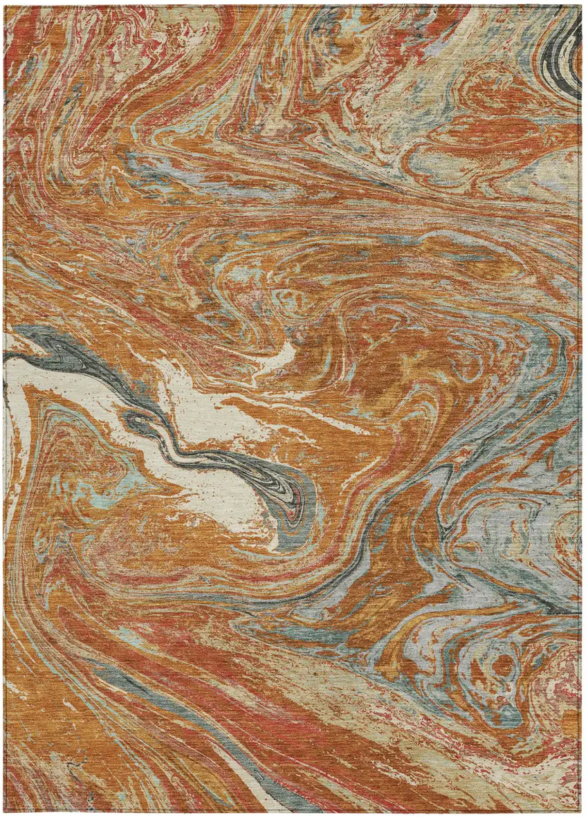 Brown Beige And Gray Abstract Washable Indoor Outdoor Area Rug Photo 7