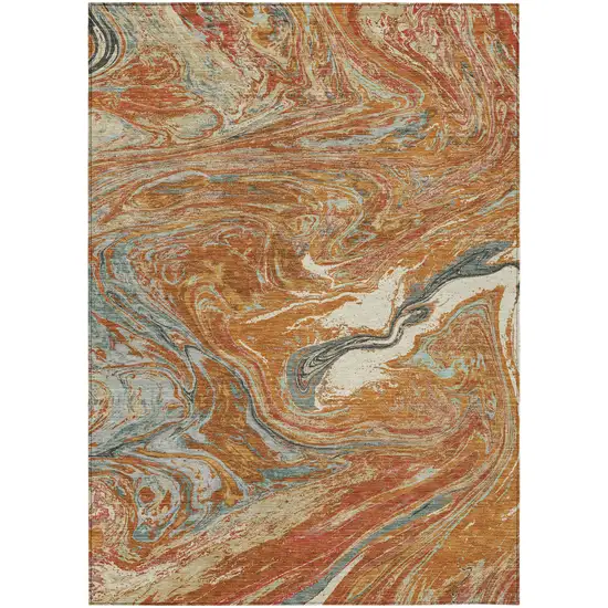 Brown Beige And Gray Abstract Washable Indoor Outdoor Area Rug Photo 2