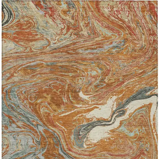 Brown Beige And Gray Abstract Washable Indoor Outdoor Area Rug Photo 6