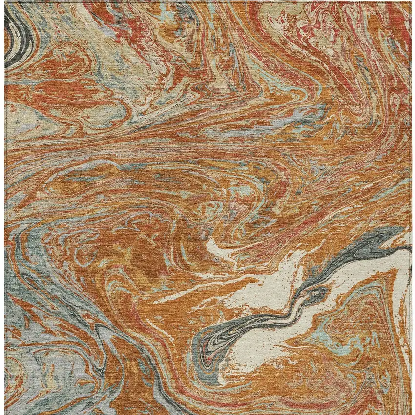 Brown Beige And Gray Abstract Washable Indoor Outdoor Area Rug Photo 6