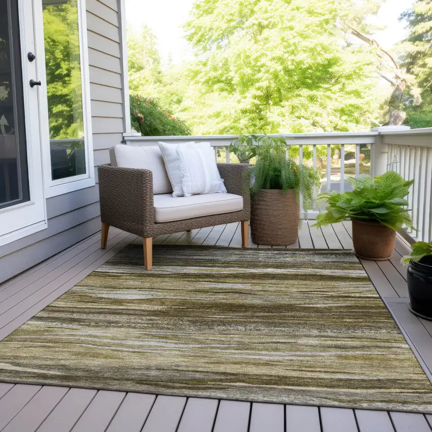 Brown Beige And Gray Abstract Washable Indoor Outdoor Area Rug Photo 8