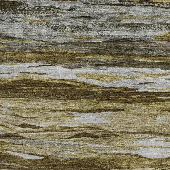 Brown Beige And Gray Abstract Washable Indoor Outdoor Area Rug Photo 3