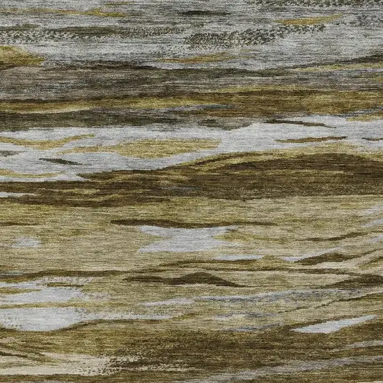 Brown Beige And Gray Abstract Washable Indoor Outdoor Area Rug Photo 3