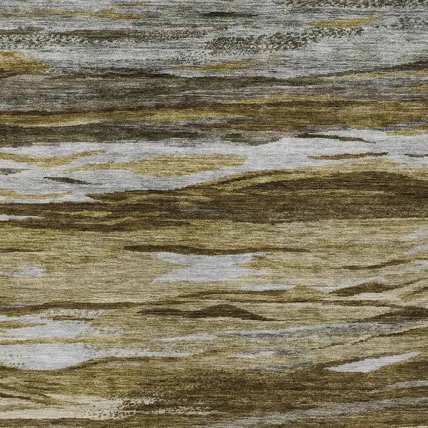 Brown Beige And Gray Abstract Washable Indoor Outdoor Area Rug Photo 3