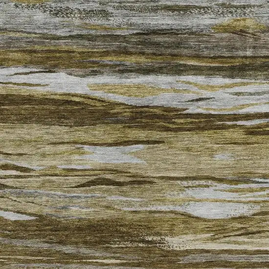 Brown Beige And Gray Abstract Washable Indoor Outdoor Area Rug Photo 3