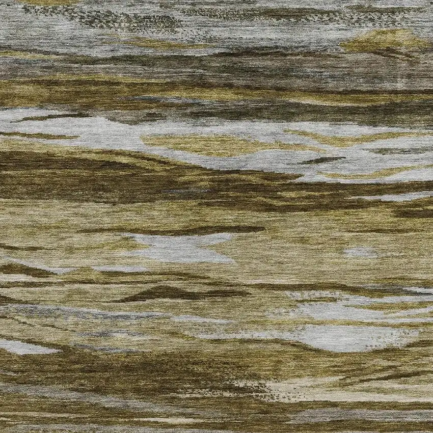 Brown Beige And Gray Abstract Washable Indoor Outdoor Area Rug Photo 3