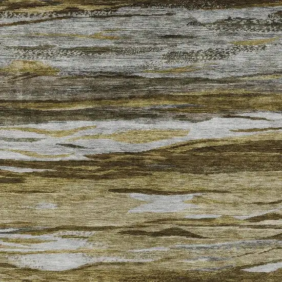 Brown Beige And Gray Abstract Washable Indoor Outdoor Area Rug Photo 3