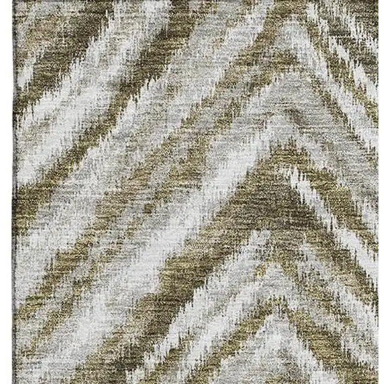 Brown Beige And Gray Geometric Washable Area Rug With UV Protection Photo 4
