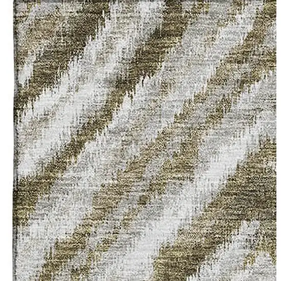 Brown Beige And Gray Geometric Washable Area Rug With UV Protection Photo 3
