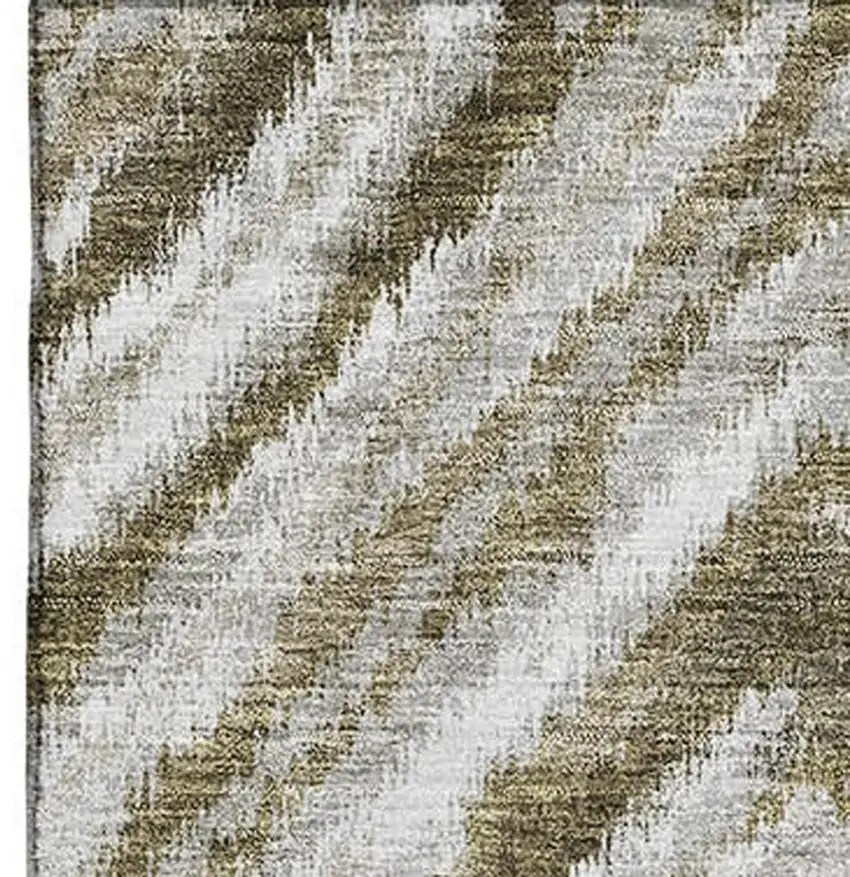 Brown Beige And Gray Geometric Washable Area Rug With UV Protection Photo 3
