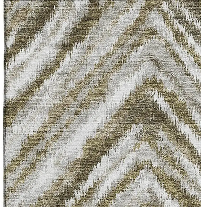 Brown Beige And Gray Geometric Washable Area Rug With UV Protection Photo 4