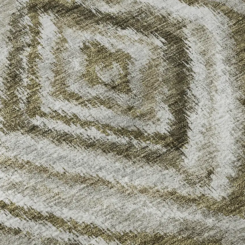 Brown Beige And Gray Geometric Washable Area Rug With UV Protection Photo 9