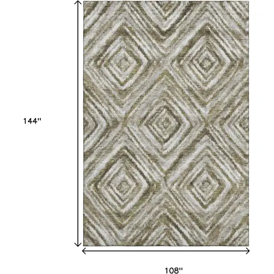 Brown Beige And Gray Geometric Washable Area Rug With UV Protection Photo 3