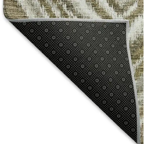 Brown Beige And Gray Geometric Washable Area Rug With UV Protection Photo 6