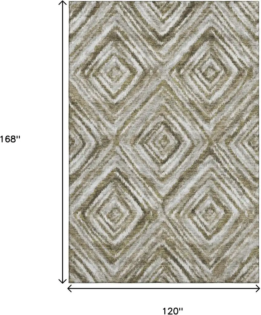 Brown Beige And Gray Geometric Washable Area Rug With UV Protection Photo 3