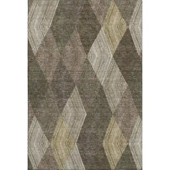Brown Beige And Gray Geometric Washable Area Rug With UV Protection Photo 6