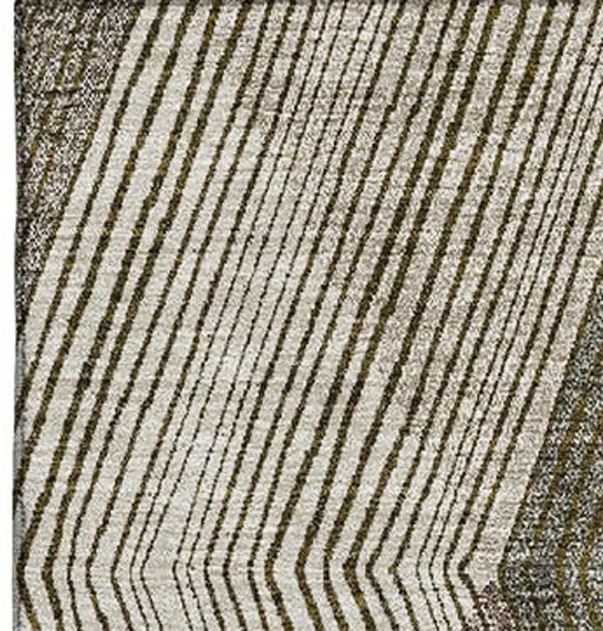 Brown Beige And Gray Geometric Washable Area Rug With UV Protection Photo 4