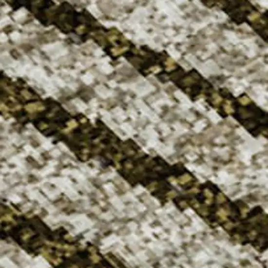 Brown Beige And Gray Geometric Washable Area Rug With UV Protection Photo 2