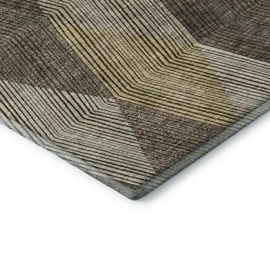 Brown Beige And Gray Geometric Washable Area Rug With UV Protection Photo 8