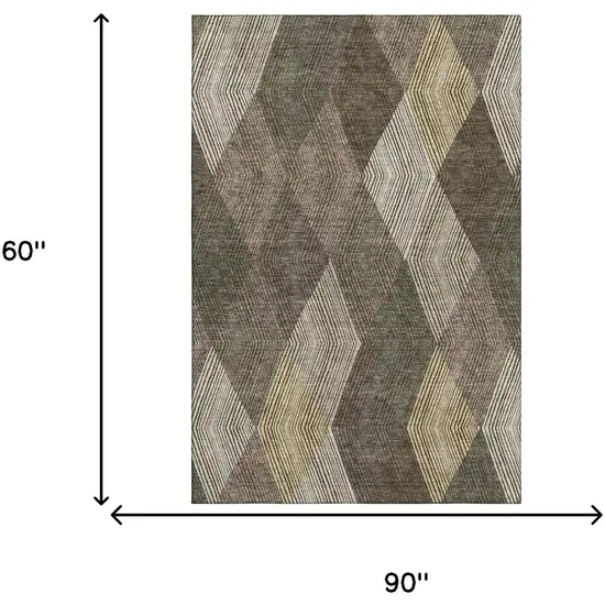 Brown Beige And Gray Geometric Washable Area Rug With UV Protection Photo 9