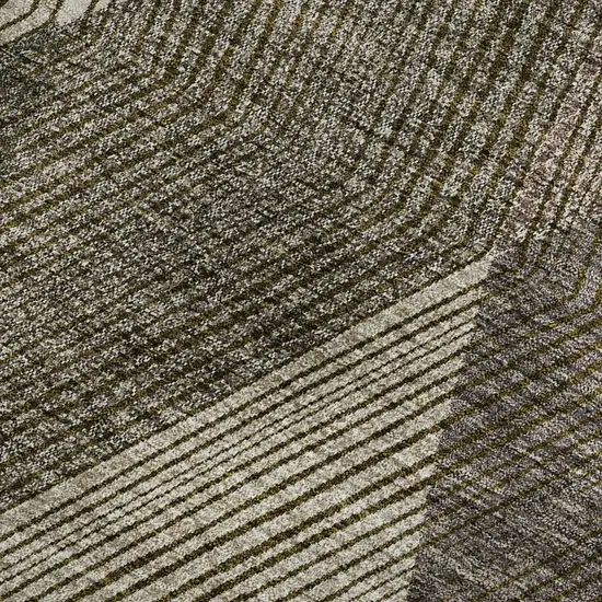 Brown Beige And Gray Geometric Washable Area Rug With UV Protection Photo 2