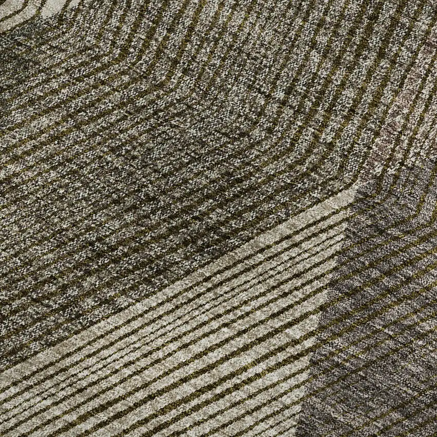 Brown Beige And Gray Geometric Washable Area Rug With UV Protection Photo 2