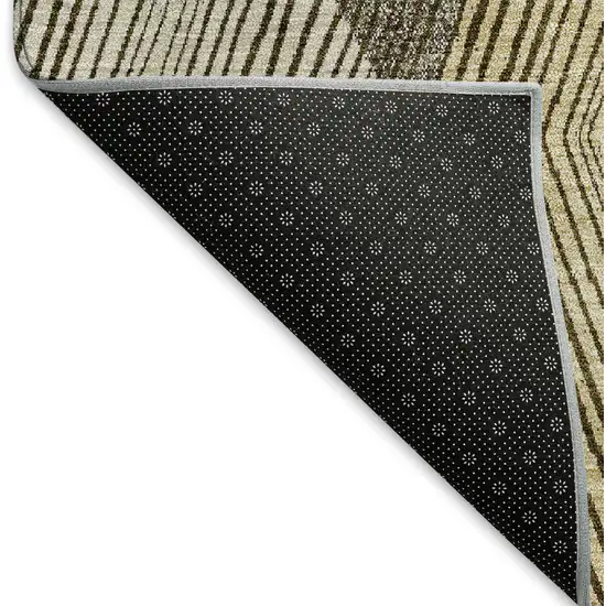 Brown Beige And Gray Geometric Washable Area Rug With UV Protection Photo 6