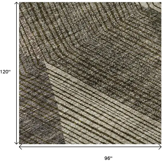 Brown Beige And Gray Geometric Washable Area Rug With UV Protection Photo 9