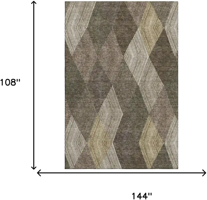 Brown Beige And Gray Geometric Washable Area Rug With UV Protection Photo 9