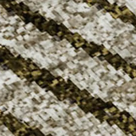 Brown Beige And Gray Geometric Washable Area Rug With UV Protection Photo 2