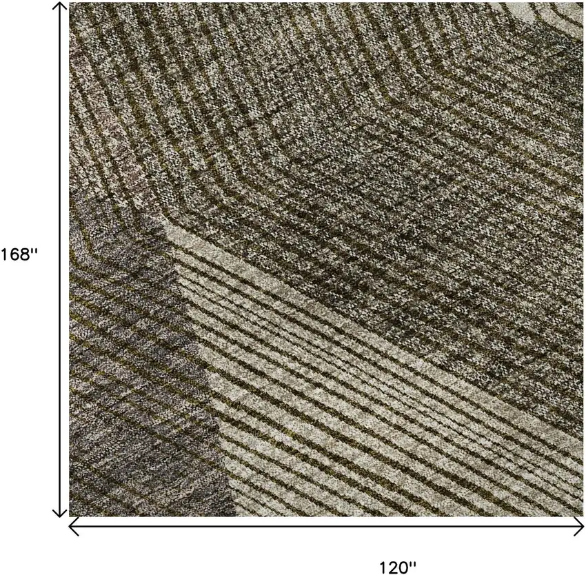 Brown Beige And Gray Geometric Washable Area Rug With UV Protection Photo 9