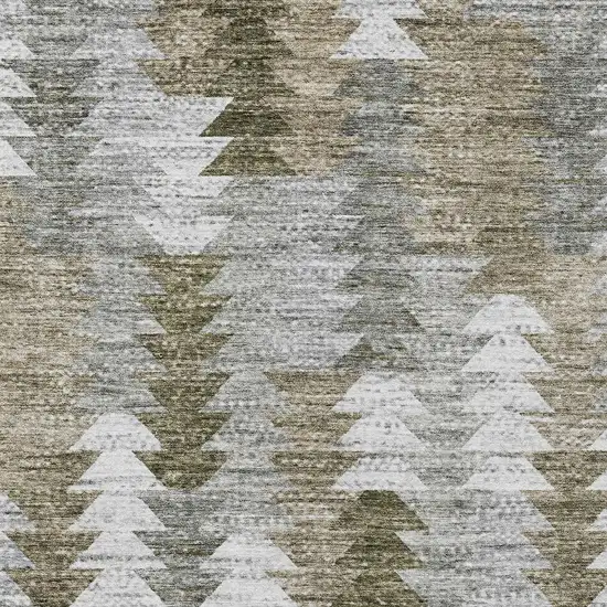 Brown Beige And Gray Geometric Washable Indoor Outdoor Area Rug Photo 6