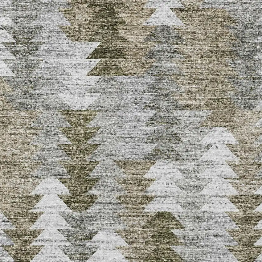 Brown Beige And Gray Geometric Washable Indoor Outdoor Area Rug Photo 6