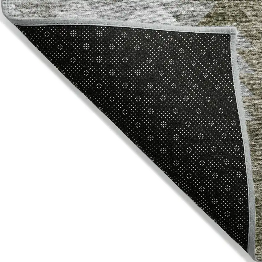 Brown Beige And Gray Geometric Washable Indoor Outdoor Area Rug Photo 4