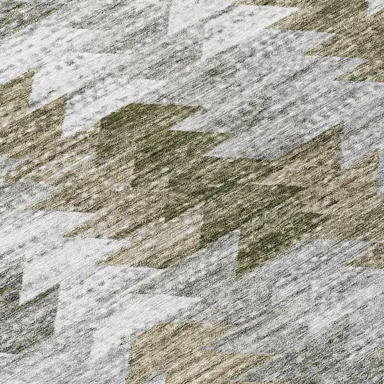 Brown Beige And Gray Geometric Washable Indoor Outdoor Area Rug Photo 7
