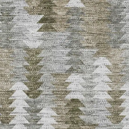 Brown Beige And Gray Geometric Washable Indoor Outdoor Area Rug Photo 5