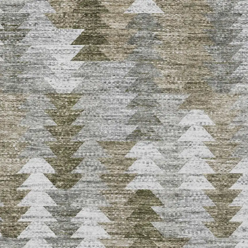 Brown Beige And Gray Geometric Washable Indoor Outdoor Area Rug Photo 5
