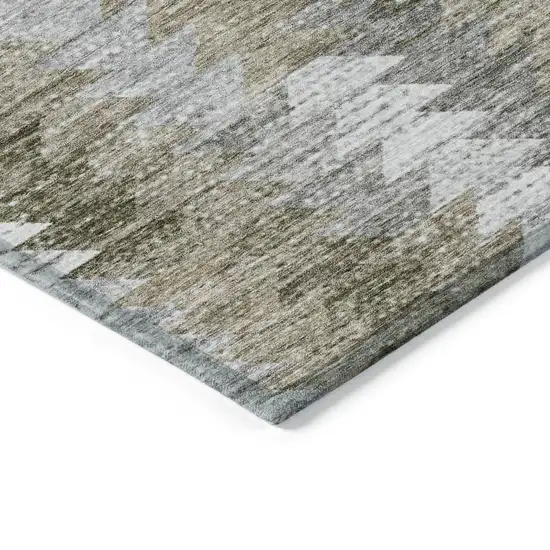 Brown Beige And Gray Geometric Washable Indoor Outdoor Area Rug Photo 3