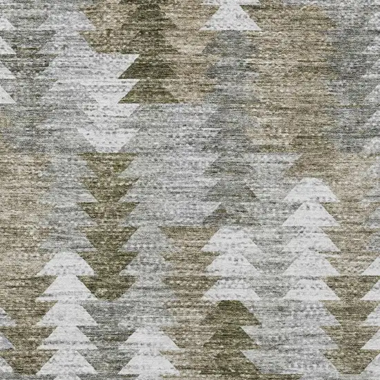 Brown Beige And Gray Geometric Washable Indoor Outdoor Area Rug Photo 5