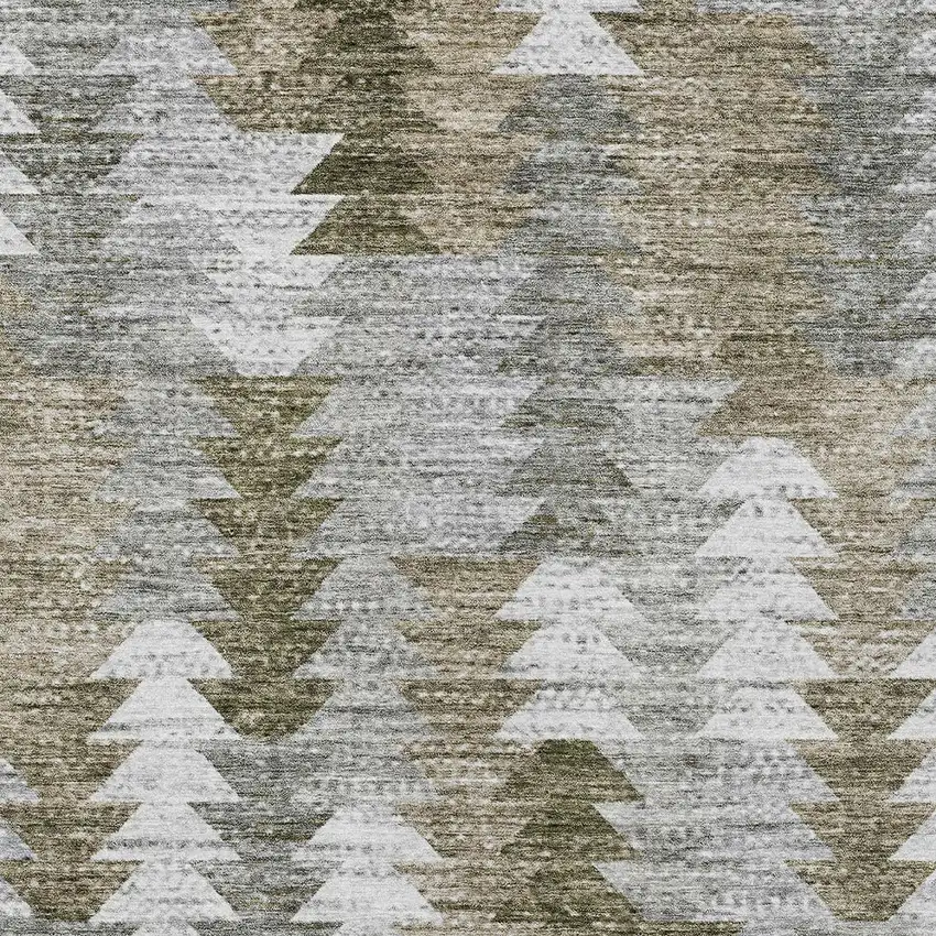 Brown Beige And Gray Geometric Washable Indoor Outdoor Area Rug Photo 5