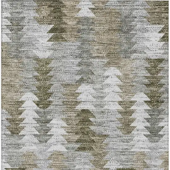 Brown Beige And Gray Geometric Washable Indoor Outdoor Area Rug Photo 4