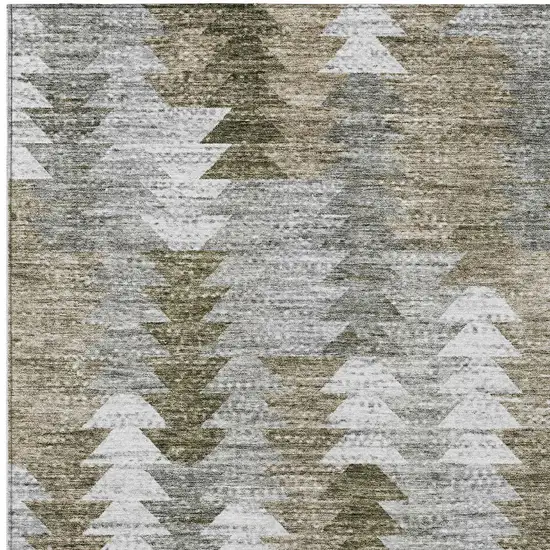 Brown Beige And Gray Geometric Washable Indoor Outdoor Area Rug Photo 6