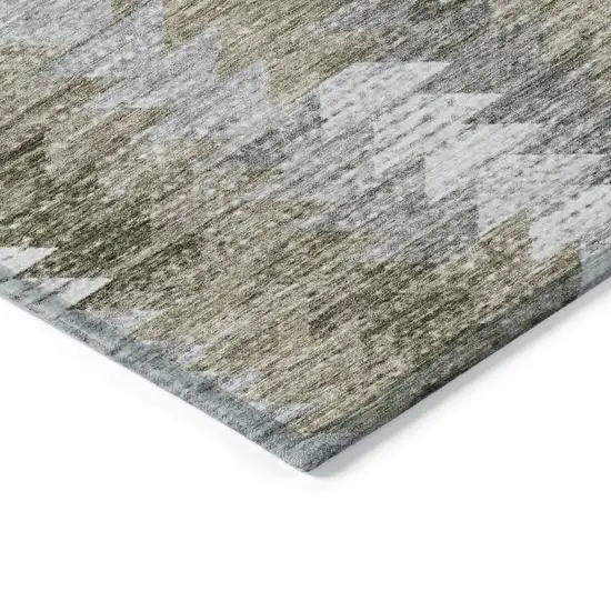 Brown Beige And Gray Geometric Washable Indoor Outdoor Area Rug Photo 4